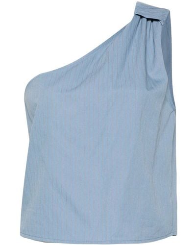 FEDERICA TOSI Striped one-shoulder top - Blau
