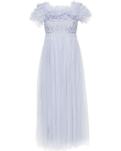 Needle & Thread Floral-lace Off-shoulder Gown - White