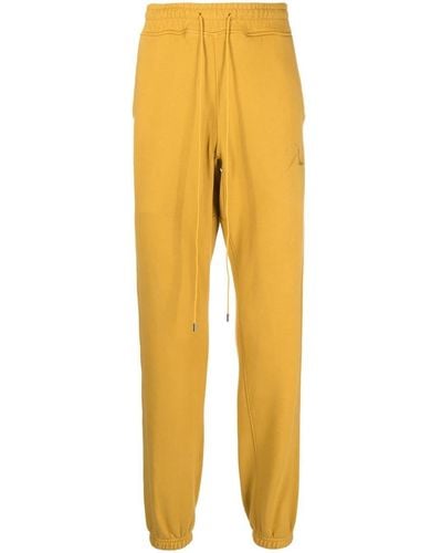 Rhude Embroidered-logo Drawstring Track Trousers - Yellow