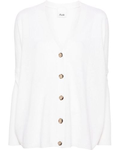 Allude V-neck Button-up Cardigan - White