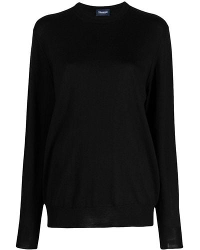 Drumohr Crew Neck Long-sleeve Sweater - Black