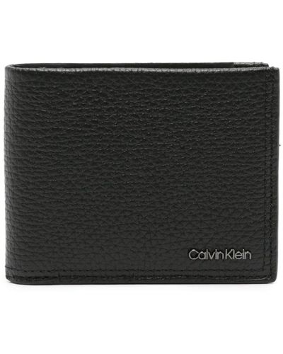 Calvin Klein Portefeuille pliant à plaque logo - Noir