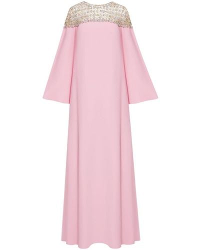 Oscar de la Renta Crystal-embellished Kaftan Maxi Dress - Pink