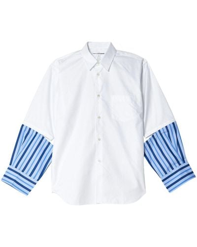 Comme des Garçons Gestreept Overhemd Met Vlakken - Blauw