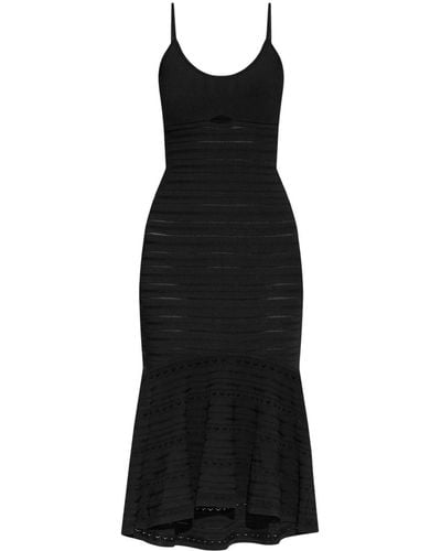 Victoria Beckham Cut-out Pointelle-knit Midi Dress - Black
