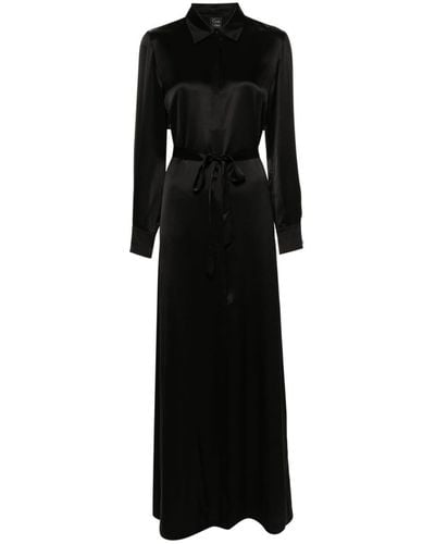 Carine Gilson Long-sleeve Belted Silk Dress - Black