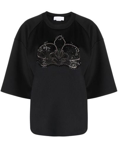 Genny Crystal-embellished Short-sleeved T-shirt - Black