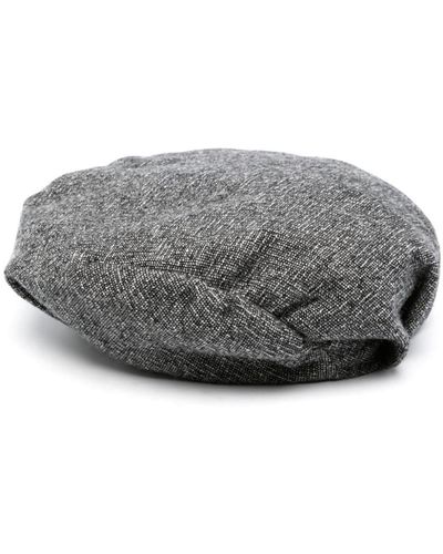 Y's Yohji Yamamoto Crumpled Tweed Wool Beret - Gray