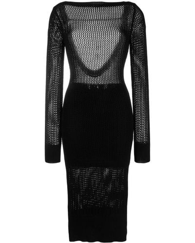 Patrizia Pepe Open-back Crochet-knit Midi Dress - Black
