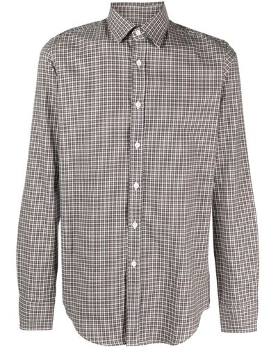 Canali Plaid-check Cotton Shirt - Gray