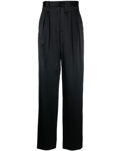 Nili Lotan Satin Silk Pleated Pants - Black