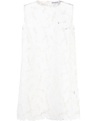 Self-Portrait Floral-lace Detail Shift Dress - White