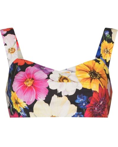 Dolce & Gabbana Top a fiori crop - Rosa