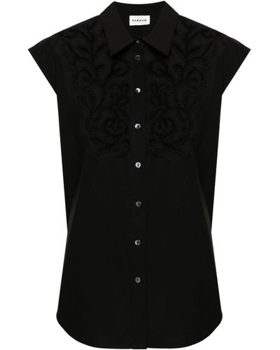 P.A.R.O.S.H. Sleeveless Embroidered Shirt - Black