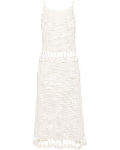 Bode Posy Crochet Midi Dress - White