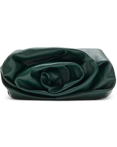 Burberry Rose Draped Leather Clutch Bag - Green