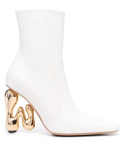 JW Anderson 120mm Sculpted-heel Leather Boots - White