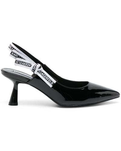 Karl Lagerfeld Logo-strap Court Shoes - Black