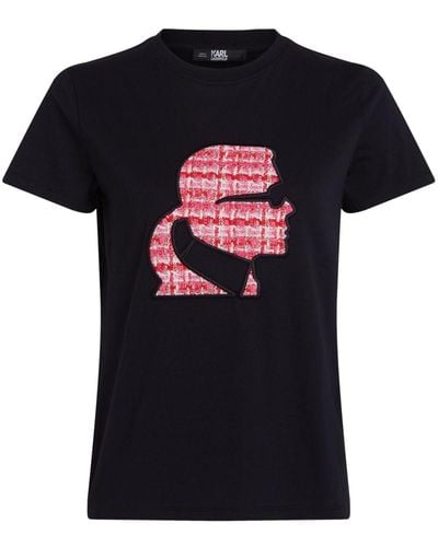 Karl Lagerfeld Bouclé Profile Tシャツ - ブラック