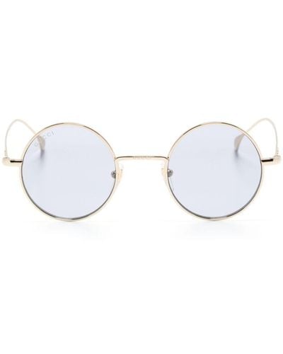 Gucci Sonnenbrille mit rundem Gestell - Weiß