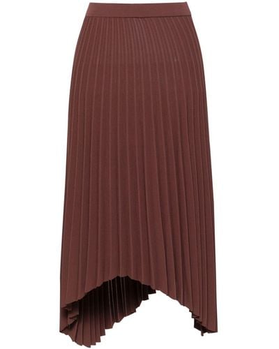 Mrz Asymmetric Pleated Midi Skirt - Brown