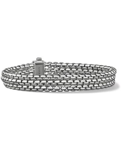 David Yurman Sterling Silver Three-row Box Chain Bracelet - White