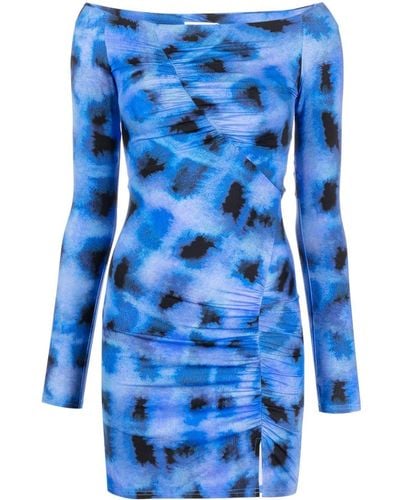 Suboo Shibori Abstract-pattern Ruched Minidress - Blue