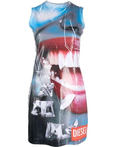 DIESEL Mini-jurk Met Print - Blauw