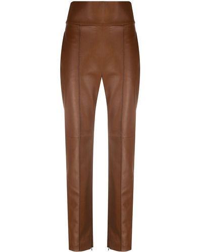 Alexandre Vauthier High-waisted Leather Trousers - Brown