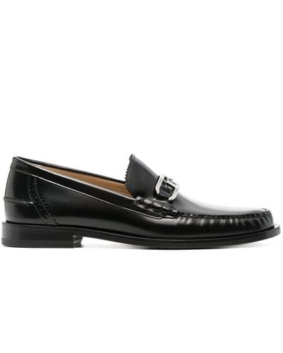Fendi O'lock Leather Loafers - Black