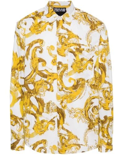 Versace Jeans Couture Barocco-print Cotton Shirt - メタリック