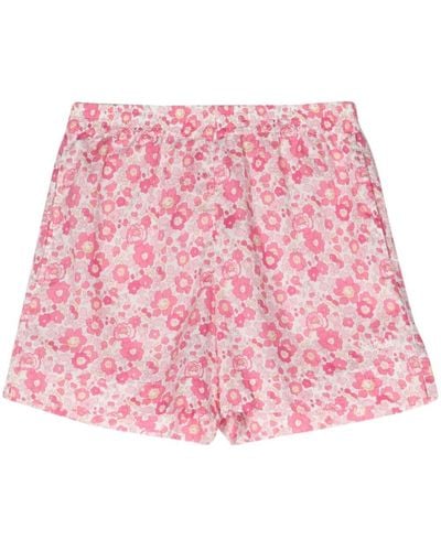 Mc2 Saint Barth Liberty Cotton Shorts With Floral Print - Pink