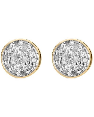 Monica Vinader Fiji Tiny Button Diamond Earrings - Metallic