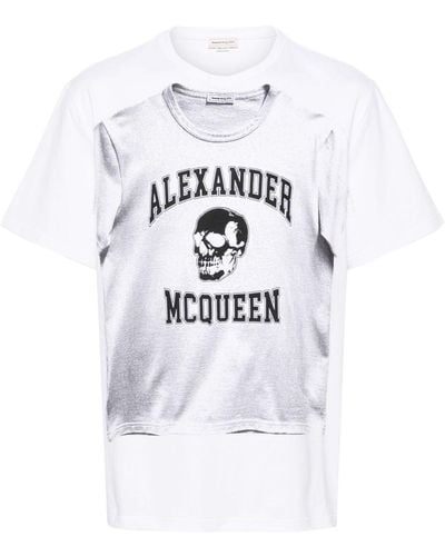 Alexander McQueen Cotton T-shirt With Front Graphic Print - White