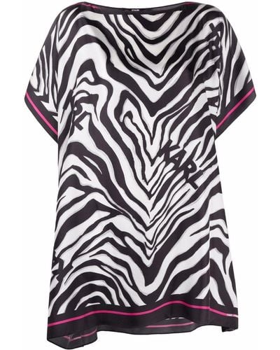Karl Lagerfeld Zebra-print Short-sleeve Tunic - Black