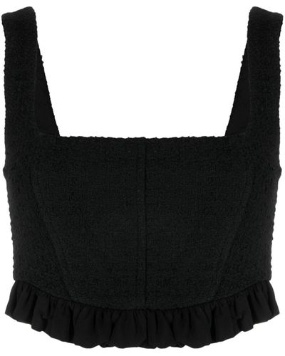 Pinko Top corto estilo corsé de tweed - Negro