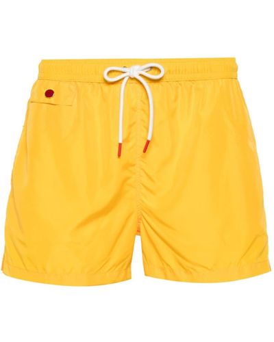 Kiton Logo-embroidered Swim Shorts - Yellow