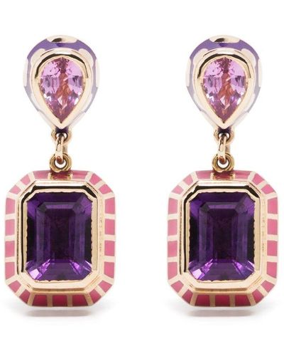 Alice Cicolini 18kt Yellow Gold Candy Lacquer Multi-stone Drop Earrings - Pink
