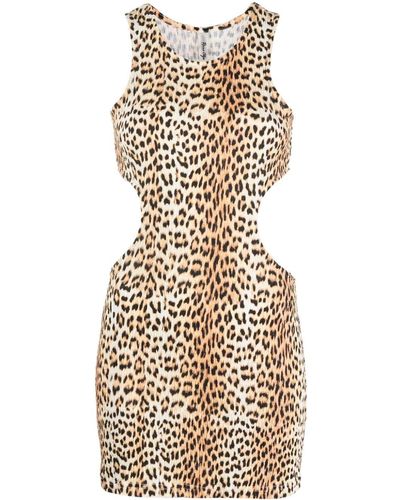 Reina Olga Fled Leopard-print Minidress - Natural