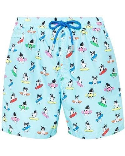 Mc2 Saint Barth Dog-print Swim Shorts - Blue