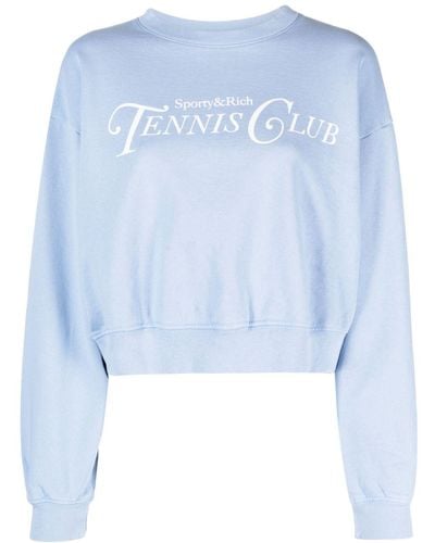 Sporty & Rich Slogan-print Cropped Sweatshirt - Blue