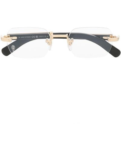Cartier カルティエ・アイウェア リムレス スクエア眼鏡フレーム - メタリック