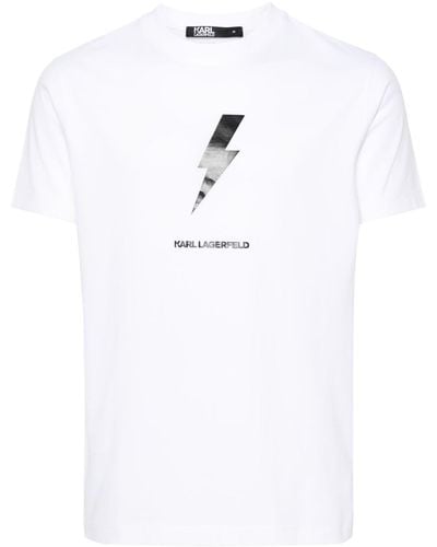 Karl Lagerfeld Thunderbolt-print Cotton T-shirt - White