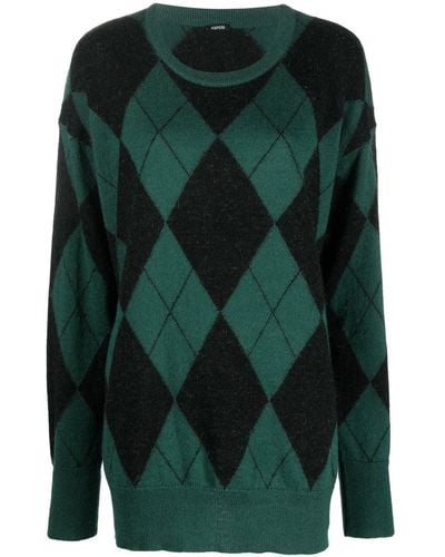 Aspesi Check-pattern Knit Sweater - Green