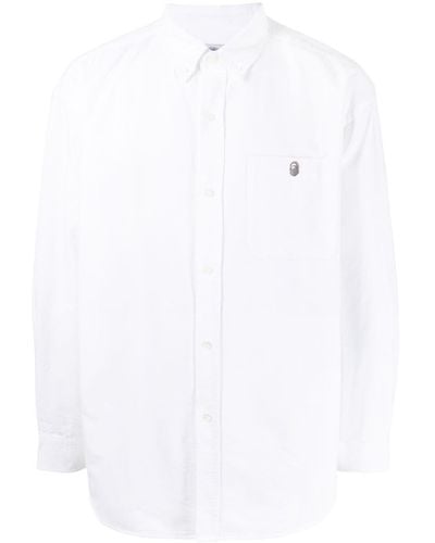 A Bathing Ape Embroidered-logo Shirt - White