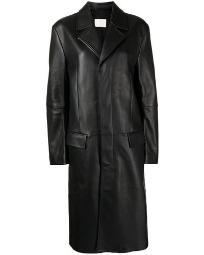 Dion Lee Longline Leather Trench Coat - Black