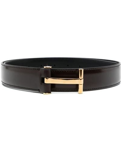 Tom Ford T-buckle Leather Belt - Black