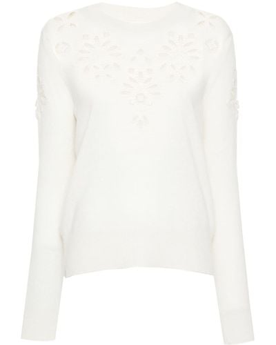 Ermanno Scervino Broderie Anglaise Trui - Wit