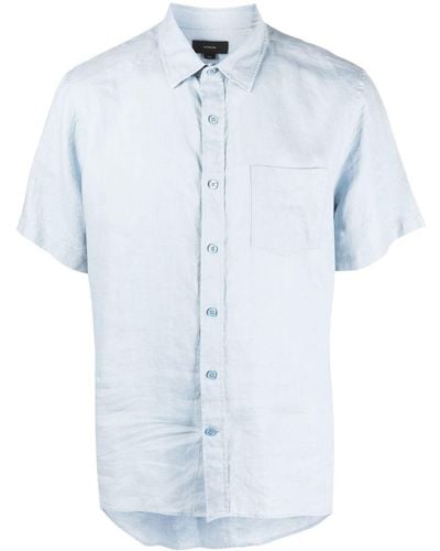 Vince Short-sleeved Linen Shirt - Blue
