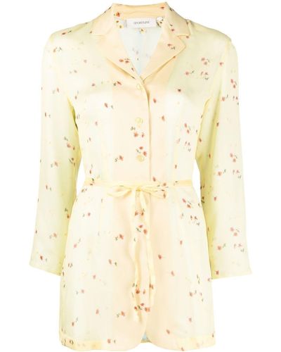 Sportmax Floral Waist-tied Blouse - Natural